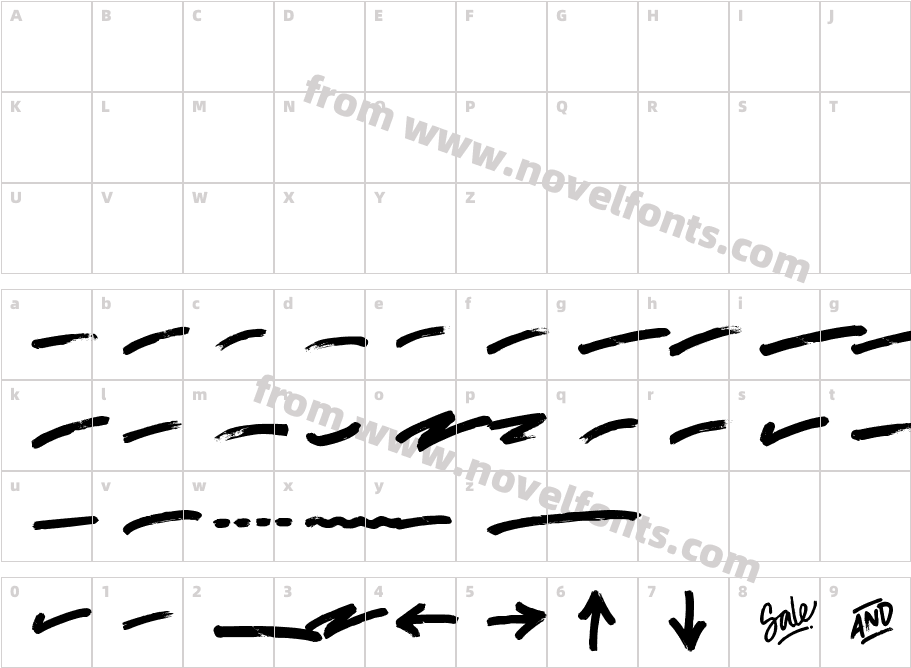 TAGLINER SwashCharacter Map