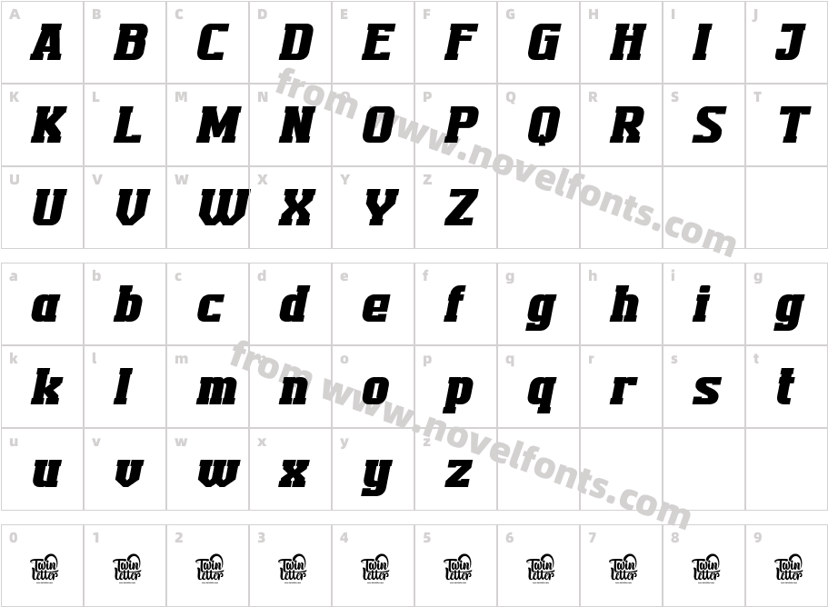 TEKROT Slab SlantCharacter Map