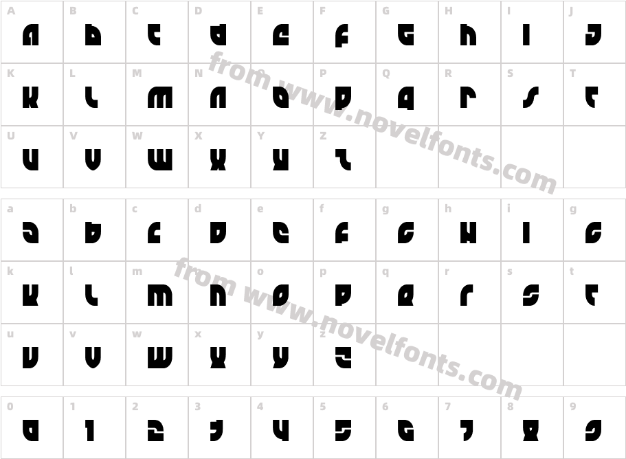 TK-421 CondensedCharacter Map