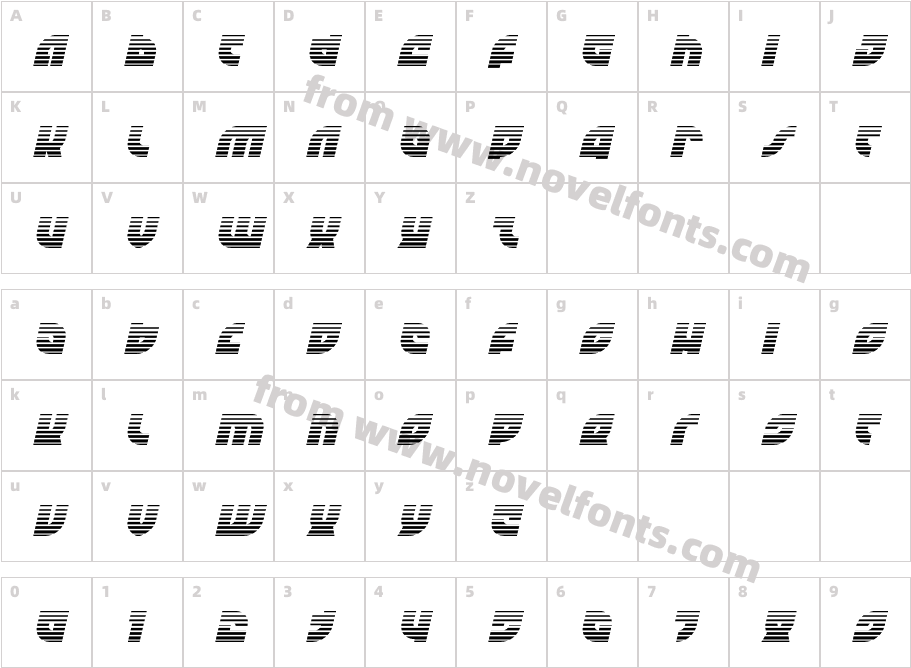 TK-421 Gradient ItalicCharacter Map