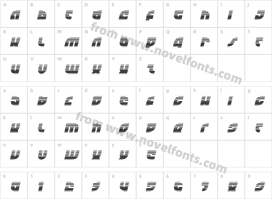 TK-421 Gradient ItalicCharacter Map