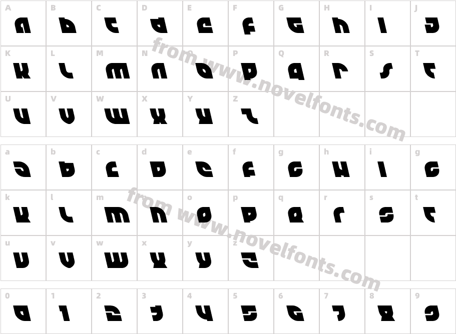 TK-421 LeftalicCharacter Map