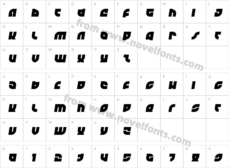 TK-421 Semi-ItalicCharacter Map