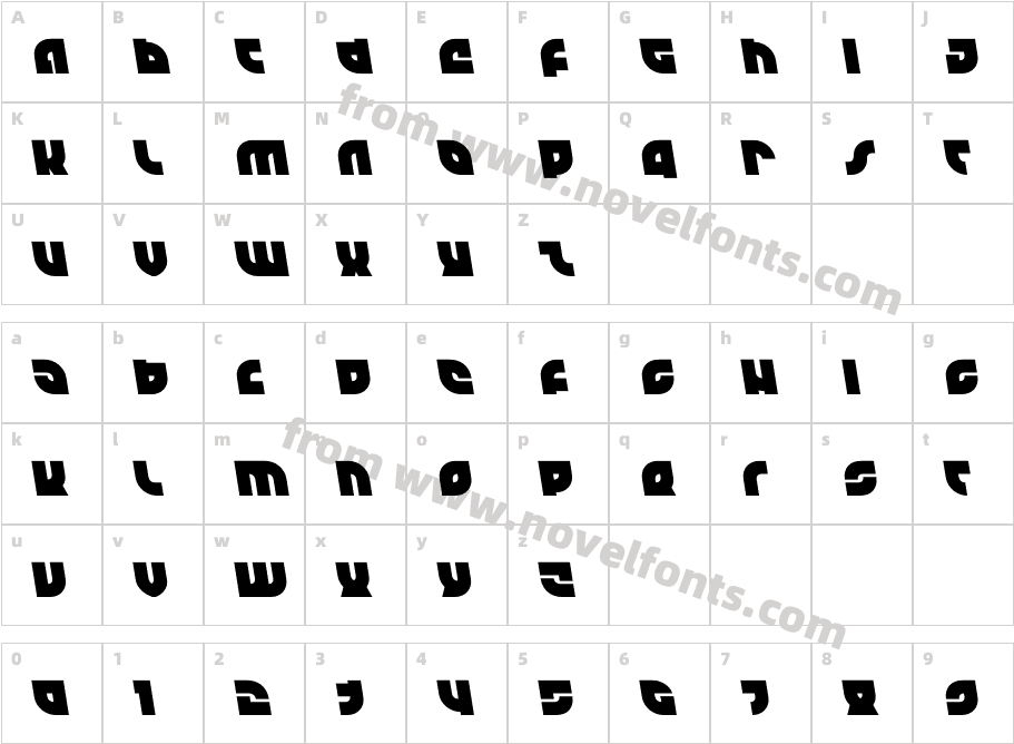 TK-421 Semi-LeftalicCharacter Map