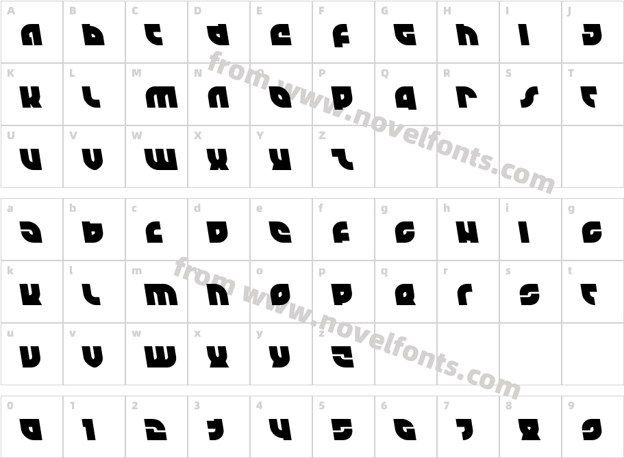 TK-421 Semi-LeftalicCharacter Map