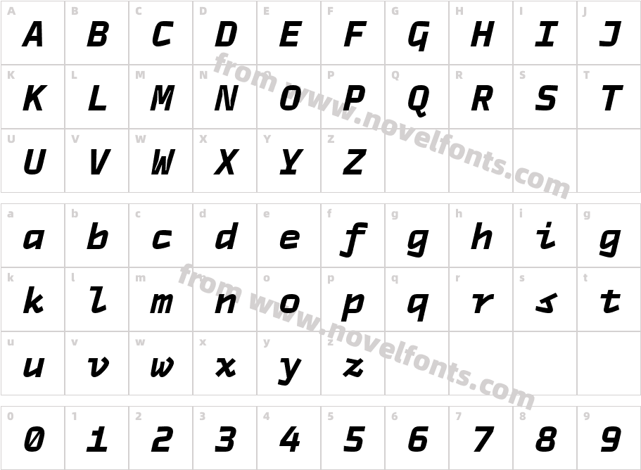 TT Autonomous Mono Trl Bold ItCharacter Map