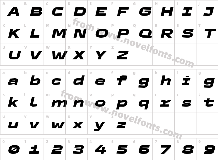 TT Autonomous Trl ExtraBold ItCharacter Map