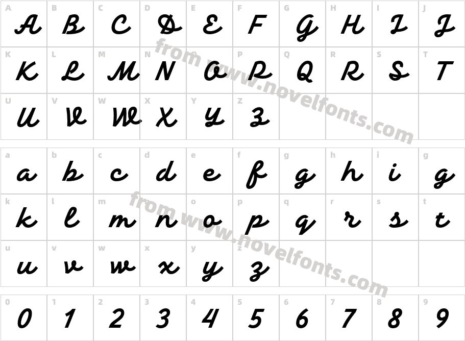 TT Backwards Script Trl BoldCharacter Map