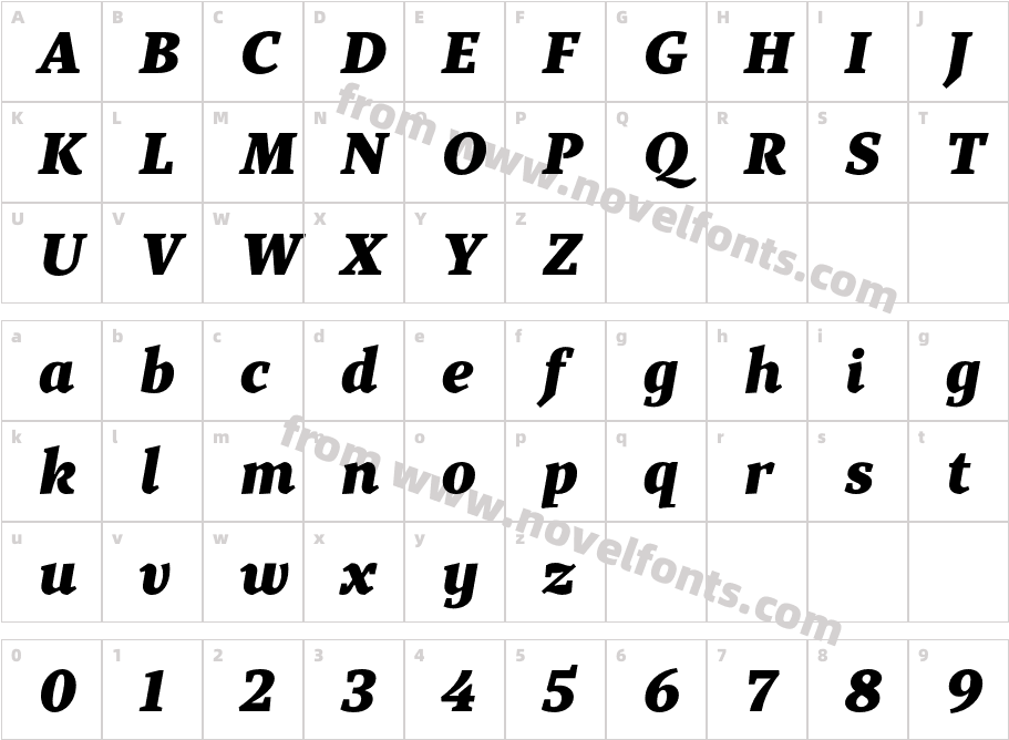 TT Bells Trial Black ItalicCharacter Map