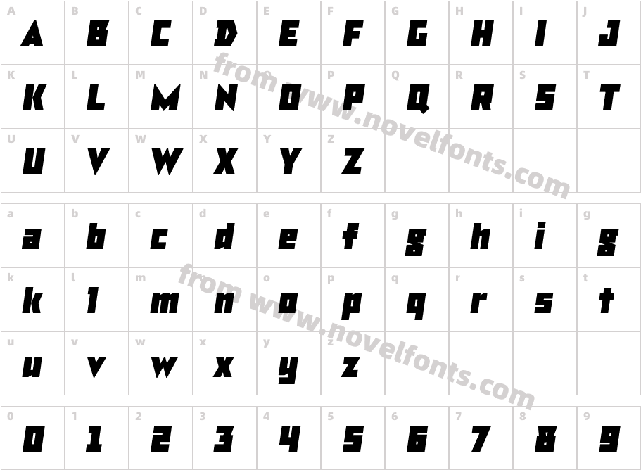 TT Bricks Trial Black ItalicCharacter Map