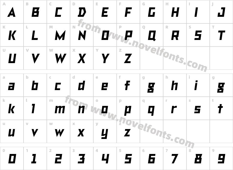 TT Bricks Trial Extrabold ItalicCharacter Map