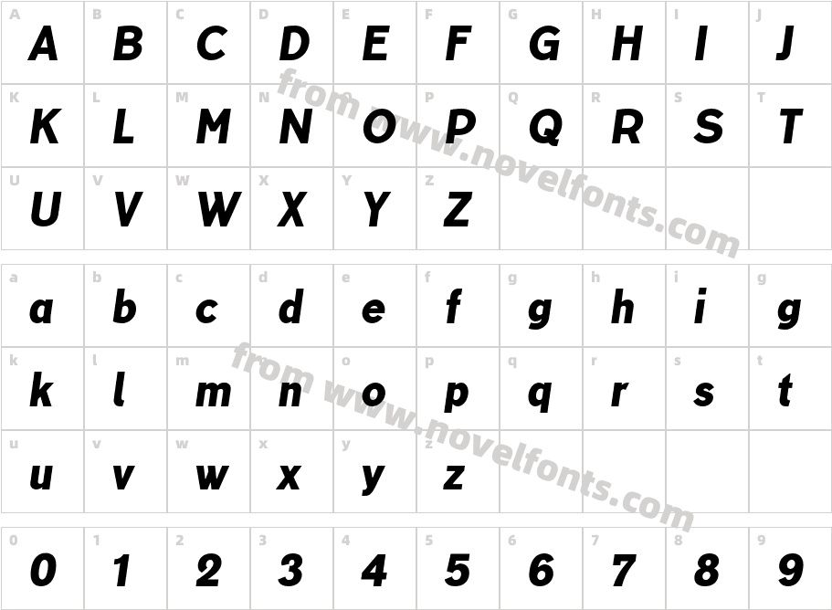 TT Corals Trial ExtraBold ItalicCharacter Map