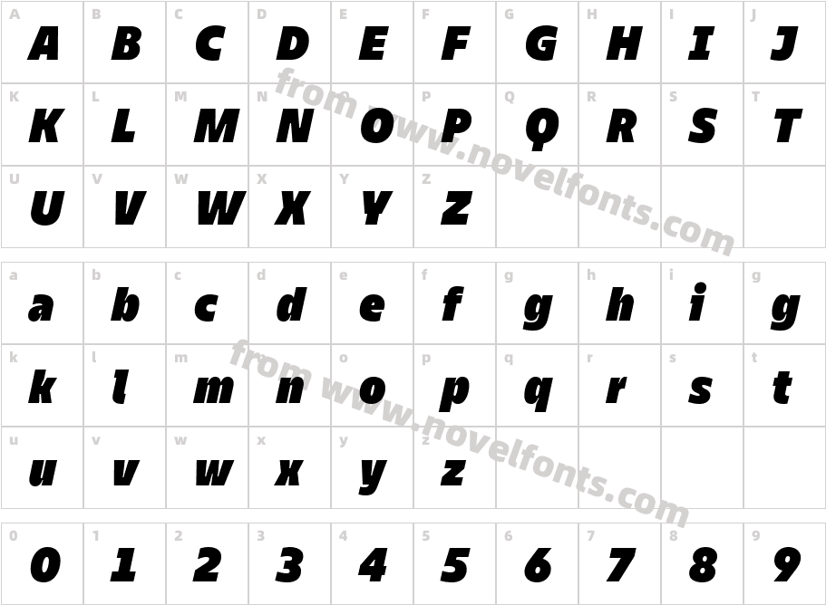 TT Fellows Trial Black ItalicCharacter Map