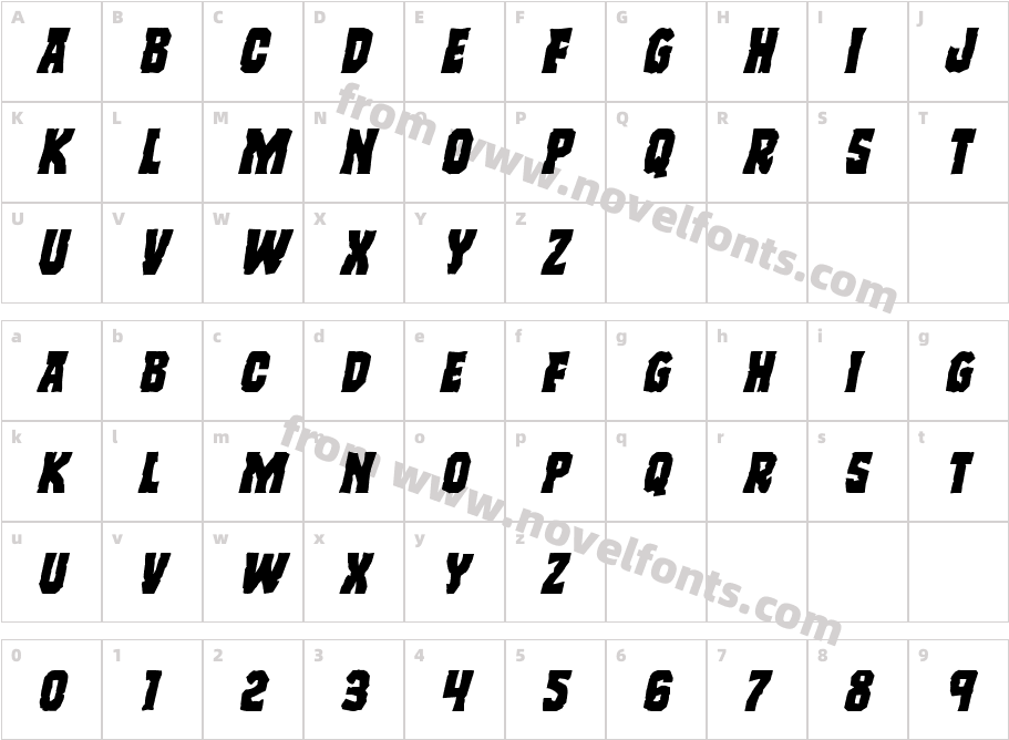 Freakfinder Expanded ItalicCharacter Map