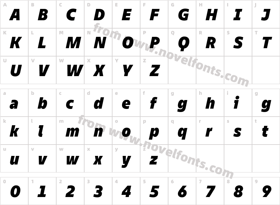 TT Fellows Trial ExtraBold ItalicCharacter Map