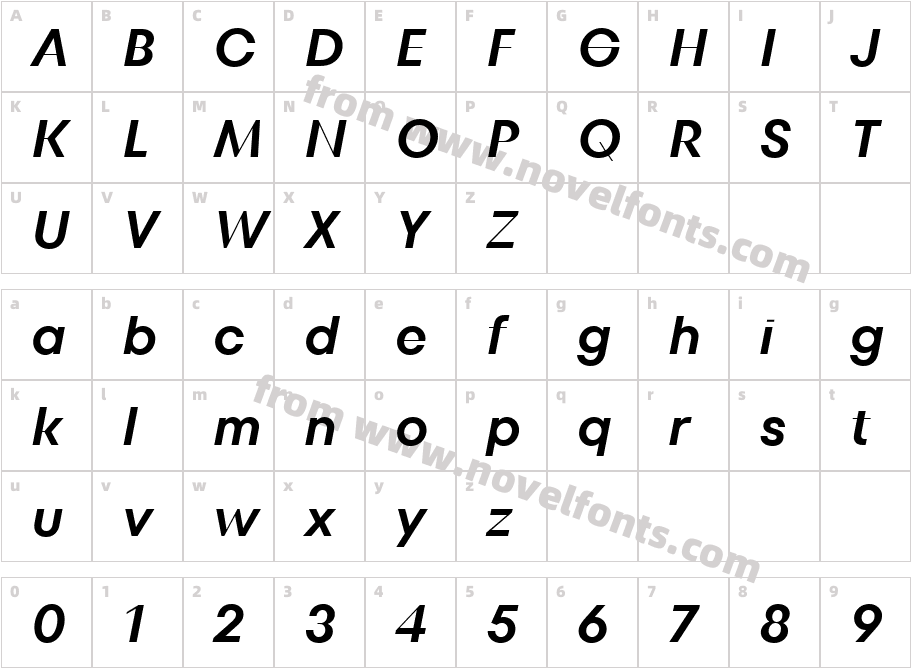 TT Fors Display Trl DemiBold ItalicCharacter Map