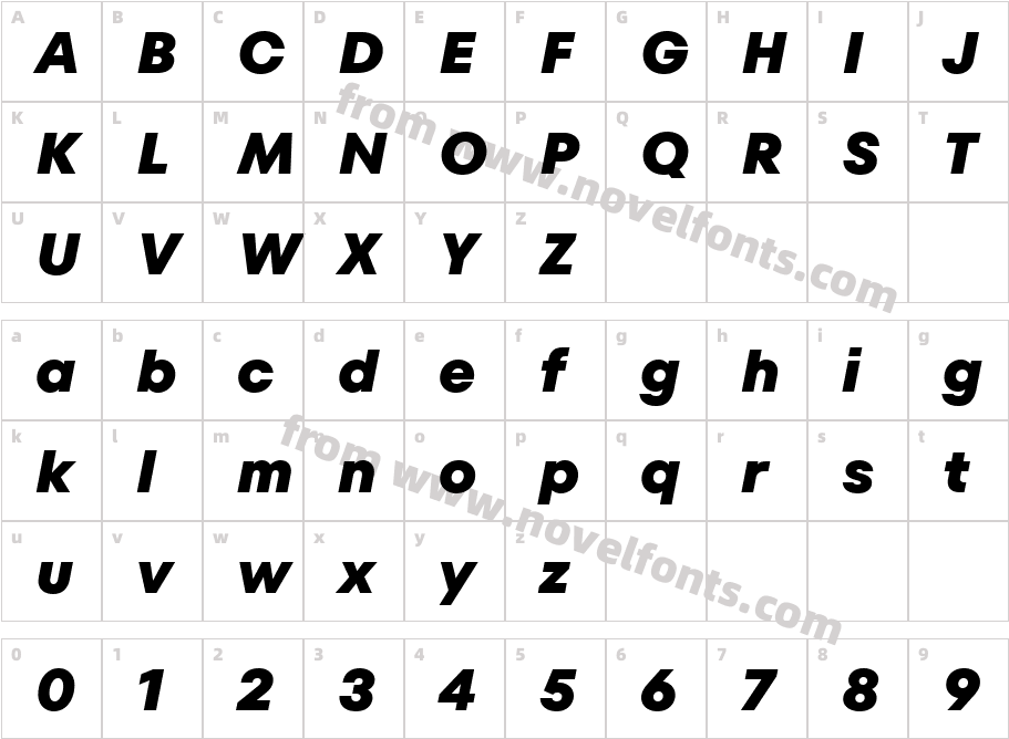 TT Fors Trial ExtraBold ItalicCharacter Map