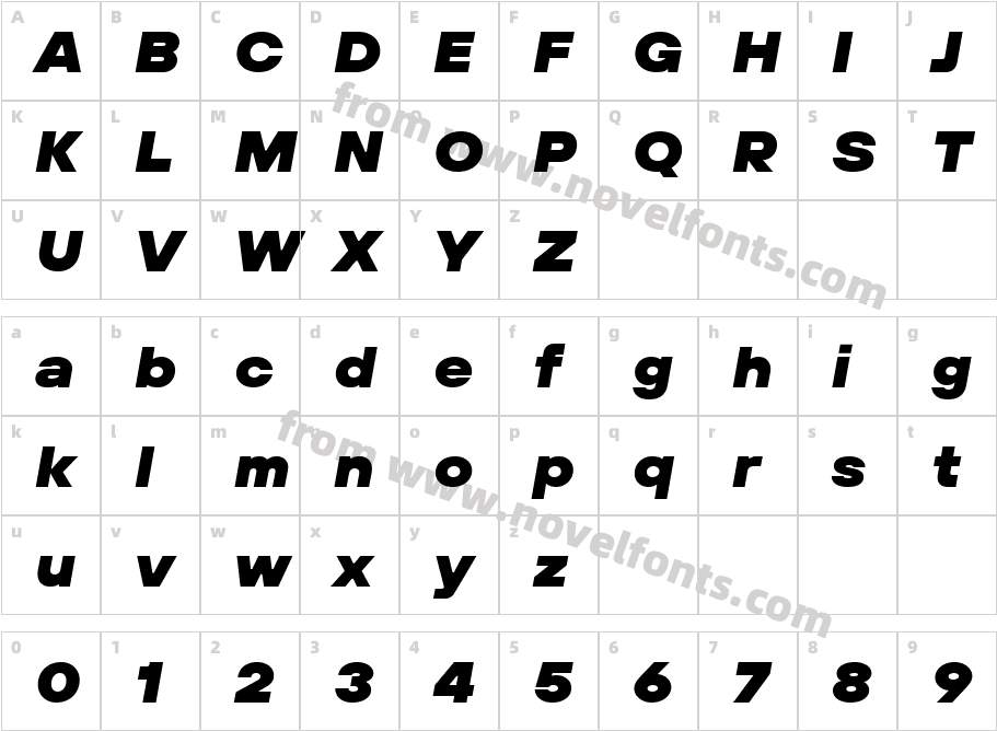 TT Hoves Pro Trl Expanded Black ItalicCharacter Map