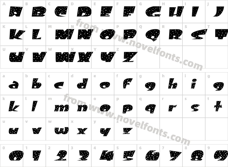 Freckle Extended ObliqueSWFTECharacter Map