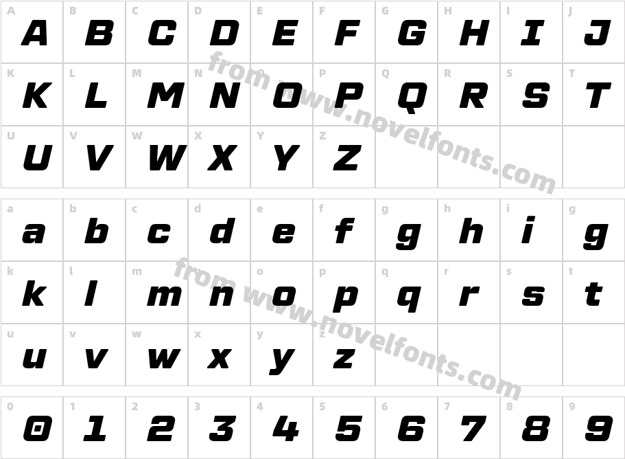 TT Lakes Neue Trial Black ItalicCharacter Map