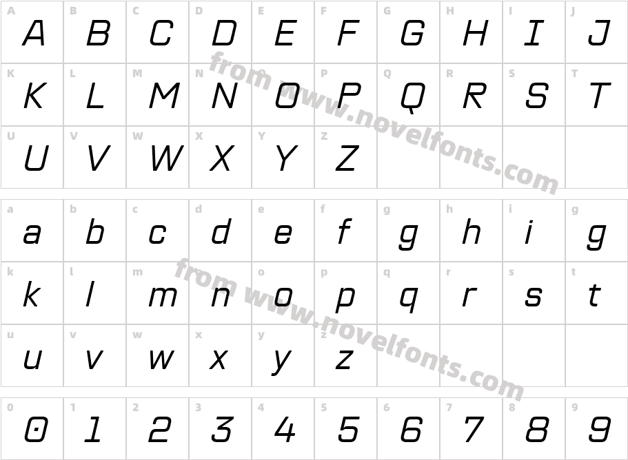 TT Lakes Neue Trial ItalicCharacter Map