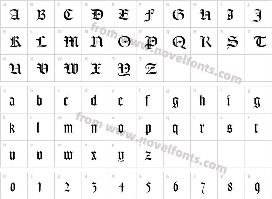 FrederickTextCharacter Map