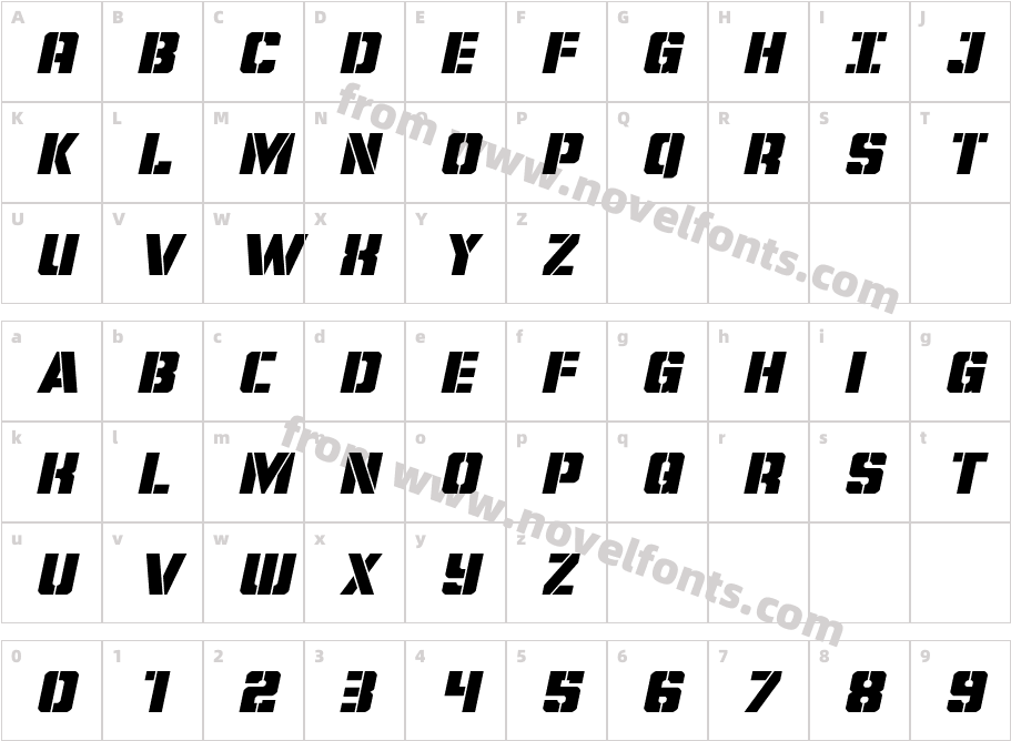 Free Shipping Expanded ItalicCharacter Map