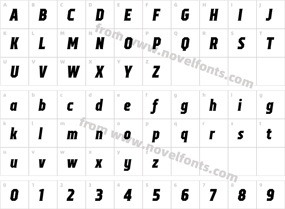 TT Octas Trial Black ItalicCharacter Map