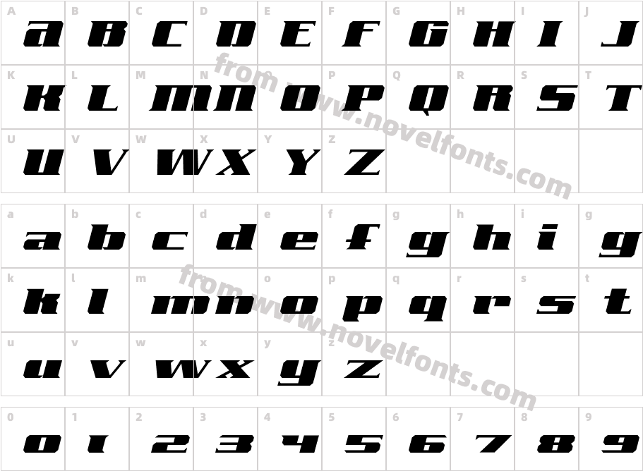 FreeLine SerifCruiserCharacter Map