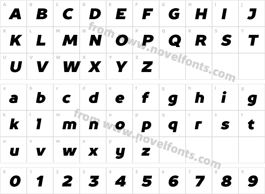 TT Prosto Sans Trial Black ItalicCharacter Map