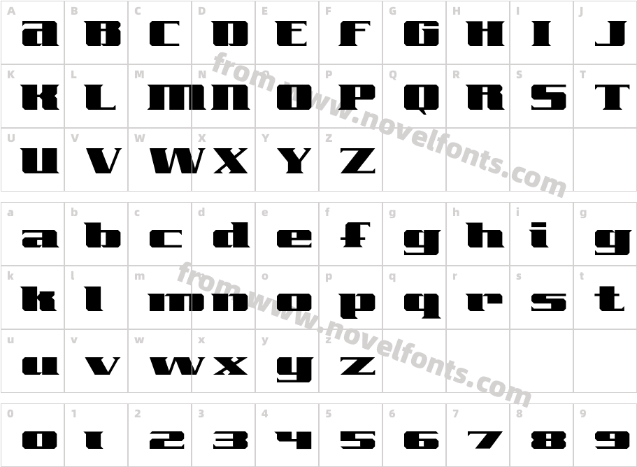 FreeLine-SerifCharacter Map