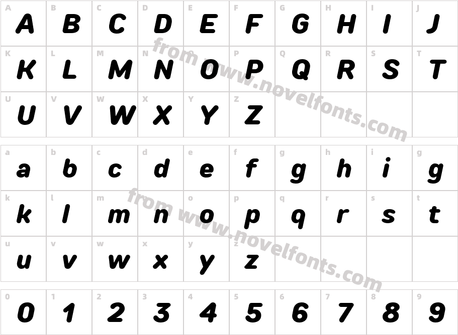 TT Rounds Neue Trial ExtraBold ItalicCharacter Map