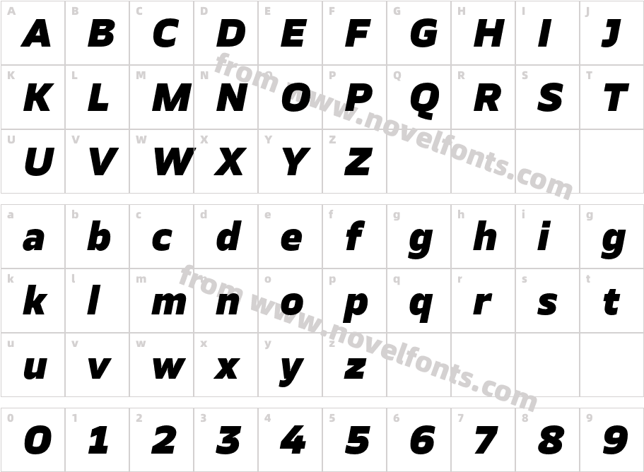 TT Severs Trial Black ItalicCharacter Map