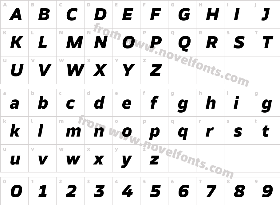 TT Severs Trial ExtraBold ItalicCharacter Map