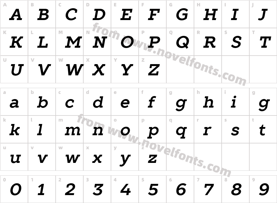 TT Slabs Trial Bold ItalicCharacter Map