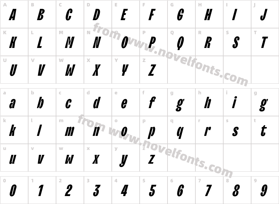 TT Trailers Trial ExtraBold ItalicCharacter Map