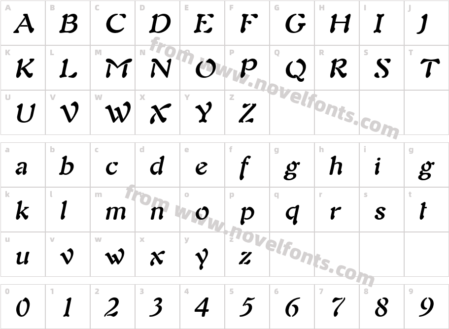 Freedom 9 BoldItalicCharacter Map