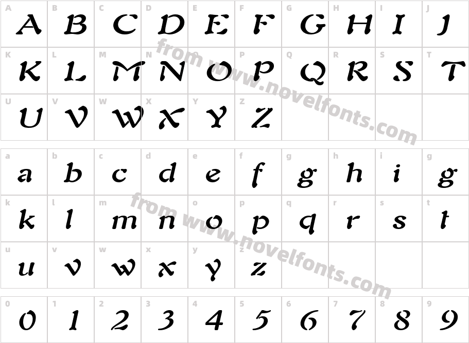 Freedom 9 Wide BoldItalicCharacter Map