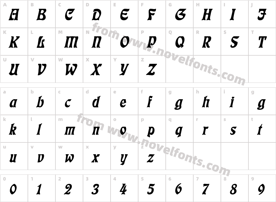 Freedom BoldItalicCharacter Map