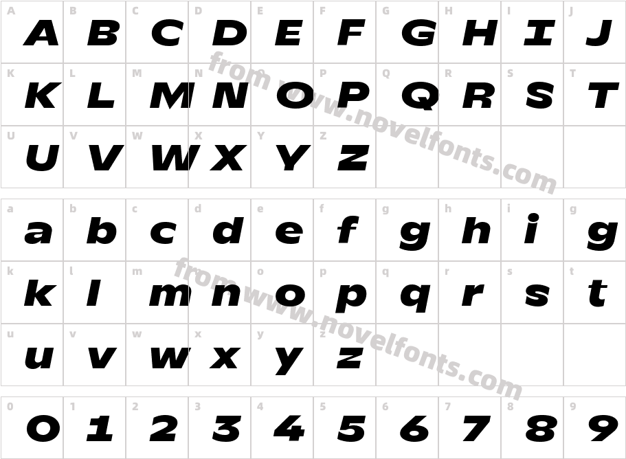 TTRunsTrial-BlackItalicCharacter Map