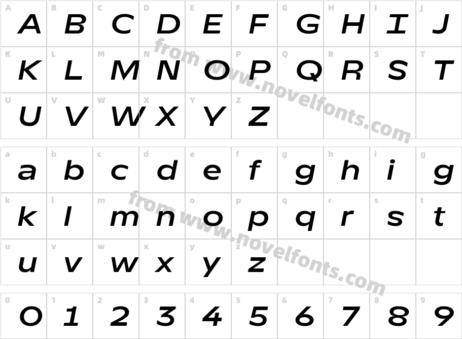 TTRunsTrial-DemiBoldItalicCharacter Map