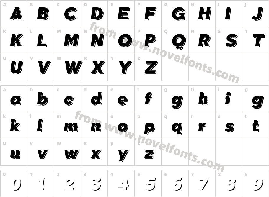 TabarraShadow-ItalicCharacter Map