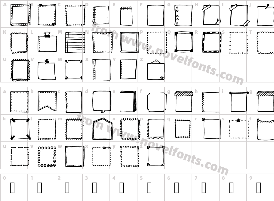 TanaestelDoodleFrames01-RgCharacter Map