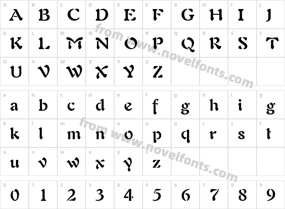 Freeform 721 Bold BTCharacter Map