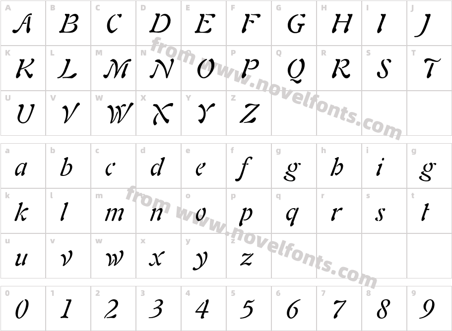 Freeform721BT-ItalicCharacter Map