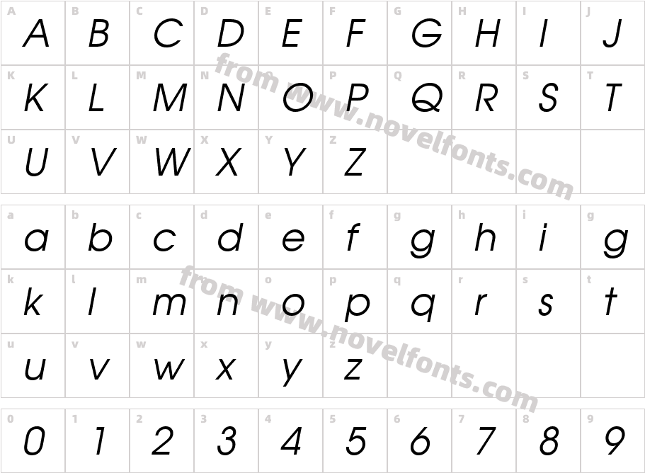 TeXGyreAdventor-ItalicCharacter Map