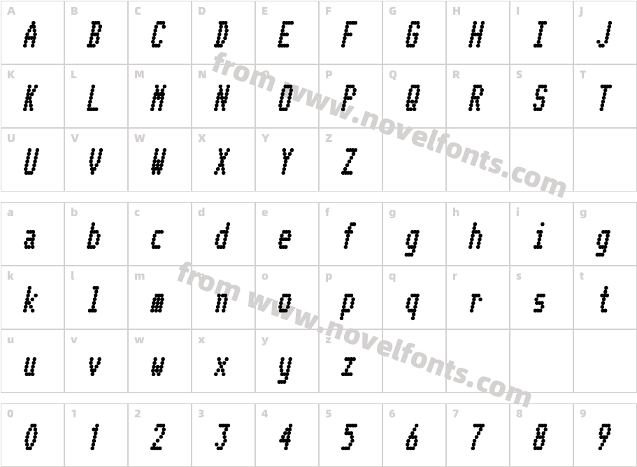 TelidonCdHv-ItalicCharacter Map