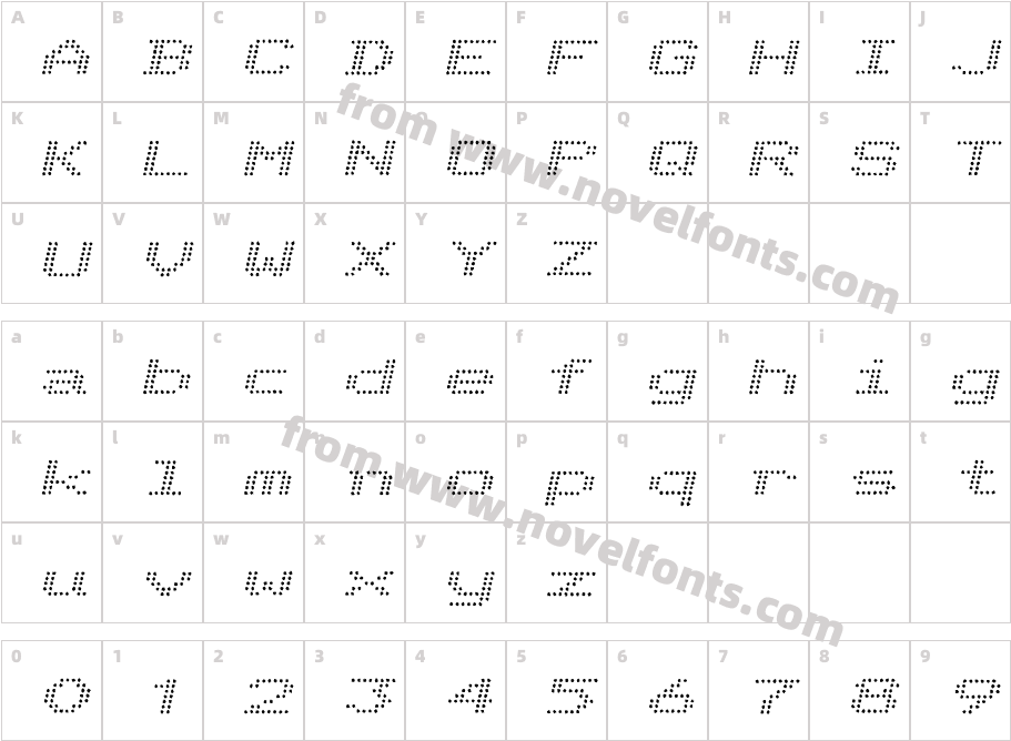 TelidonInkEx-ItalicCharacter Map