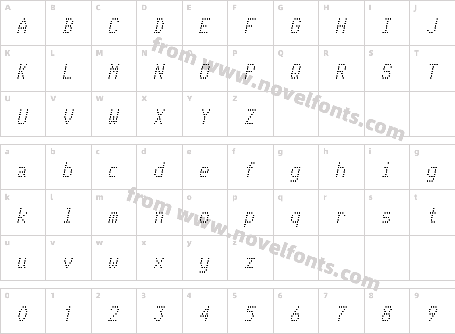 TelidonRg-ItalicCharacter Map