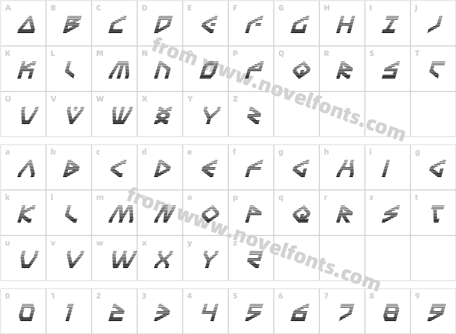 Terra Firma Gradient ItalicCharacter Map